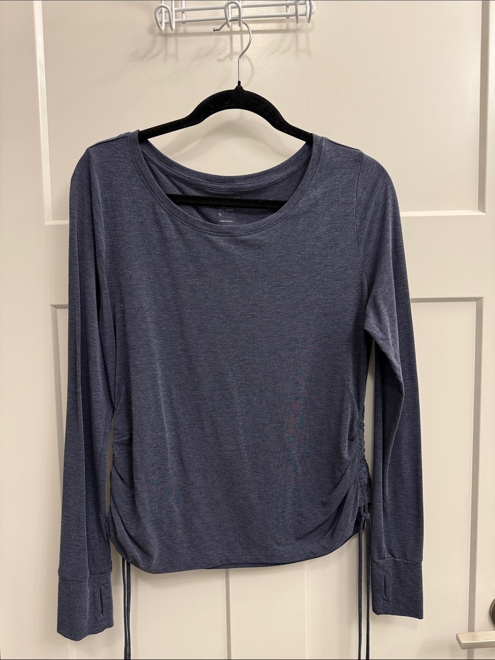 GAP Long Sleeve Ruched Side Top - Slate Blue with Thumbholes